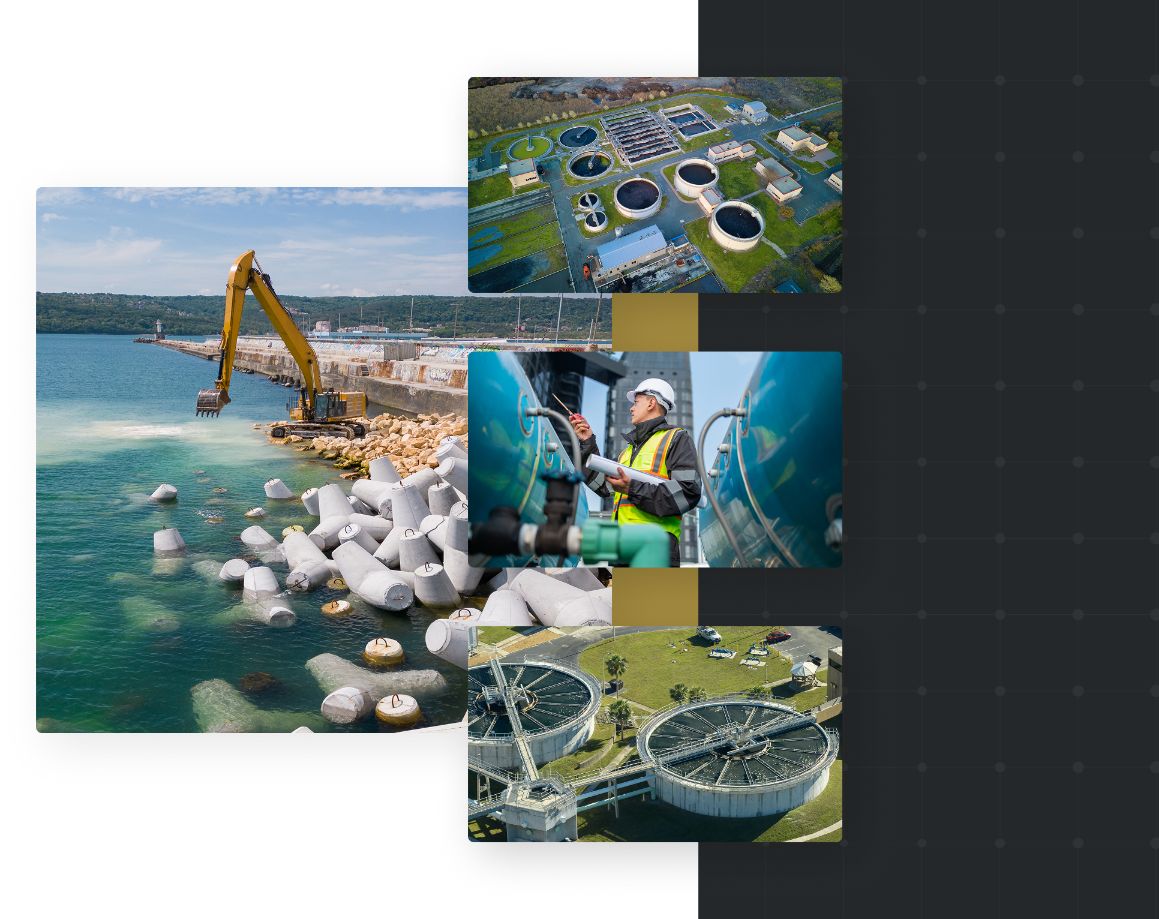 Water/waste water Project construction for market development. Manager discussing planning