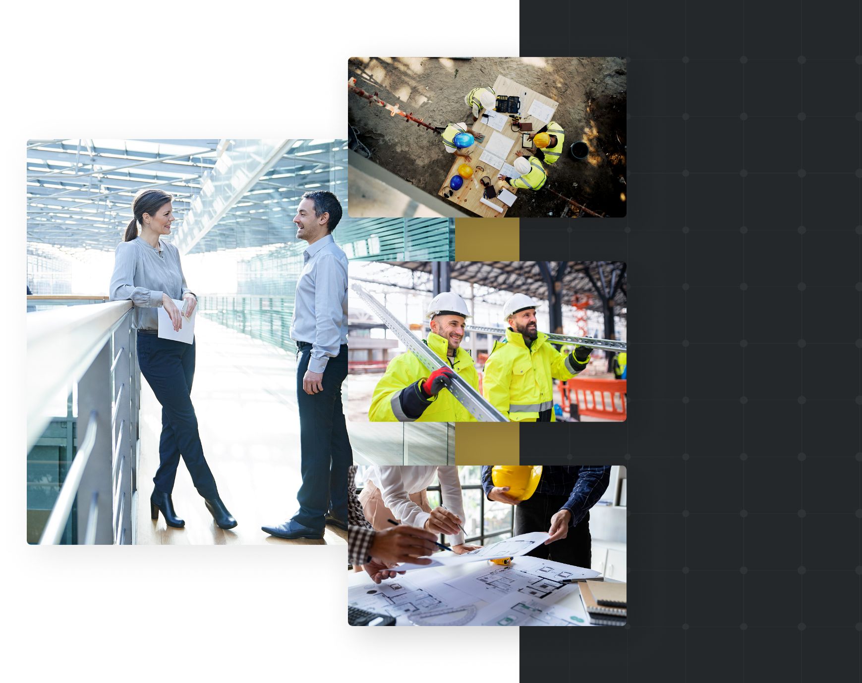 Two project manager discussing about project construction. Construction management services