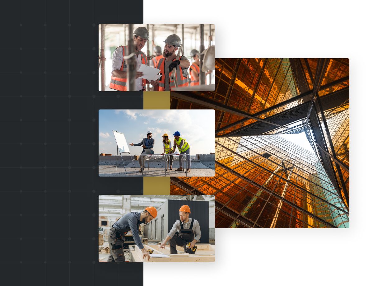 Workers on construction building for program management. 