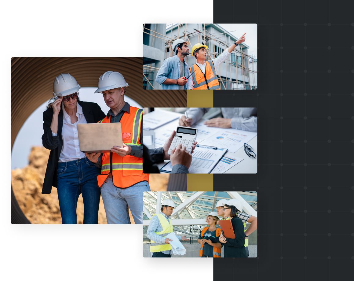 Project managers working on construction plan